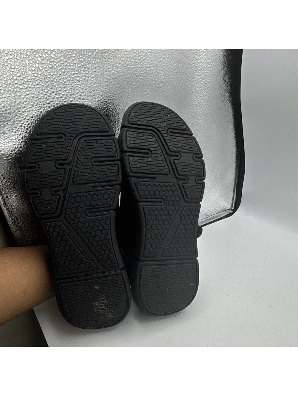 FitVille Mens Black Mesh Hook & Loop Strap Sneaker Wide Lightweight Size 11EEW